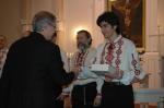 Presents to the Ensemble from Lutheran Parish of Suonenjoki after the concert in the Church. Ievgen Valovenko (artistic director of the Ensemble) and Ismo Haapanen (parson of the Lutheran Parish of Suonenjoki).Picture by Marjatta Taipale