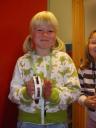 "Young musician". Schoolgirl with Ukrainian little bell after the concert in school named by Kyösti Kallio in Nivala